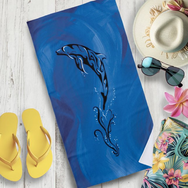 Blue Tribal Dolphin Beach Towel (Creator Uploaded)