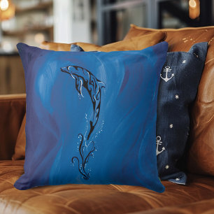 Blue Tribal Dolphin Cushion