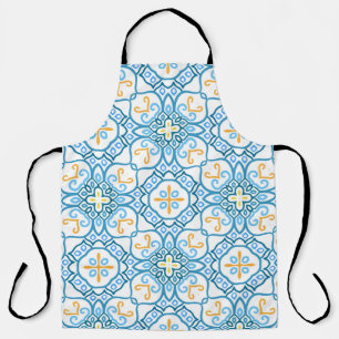 Blue tribal ethnic seamless pattern apron
