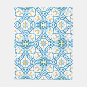 Blue tribal ethnic seamless pattern fleece blanket