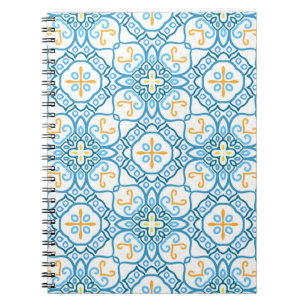 Blue tribal ethnic seamless pattern notebook