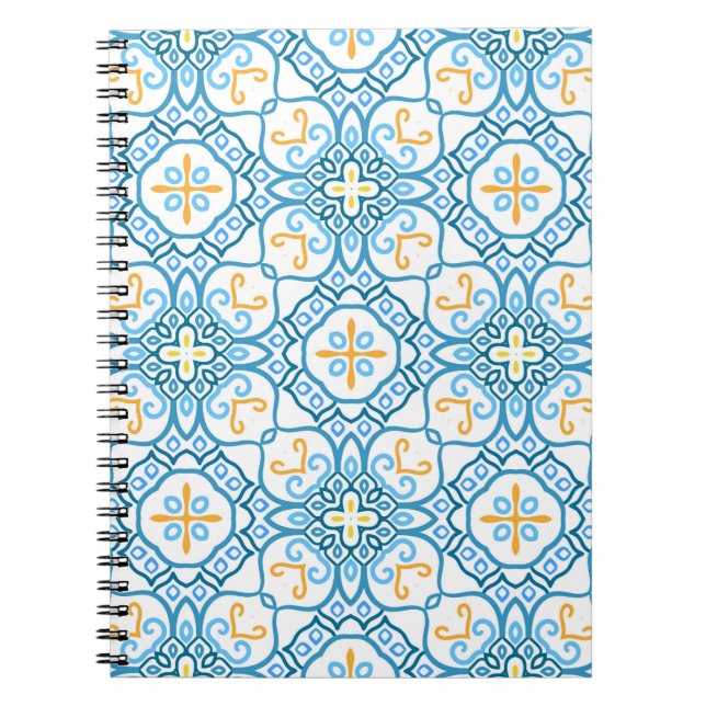 Blue tribal ethnic seamless pattern notebook (Front)