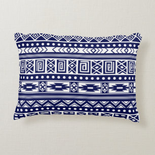 Blue Tribal Geometric Pattern Decorative Cushion