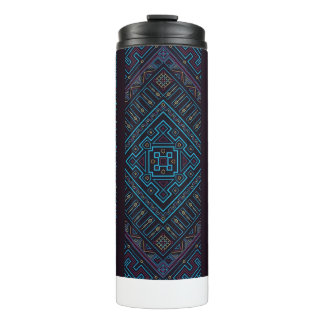 Blue Tribal Geometric Pattern Thermal Tumbler