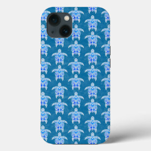 Blue Tribal Honu Sea Turtles iPhone 13 Case