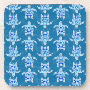Blue Tribal Honu Sea Turtles Coaster