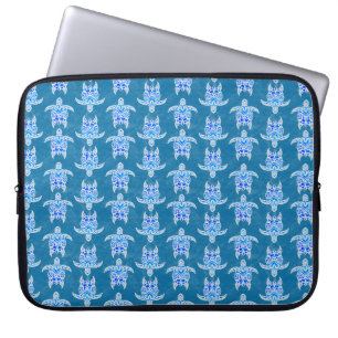 Blue Tribal Honu Sea Turtles Laptop Sleeve