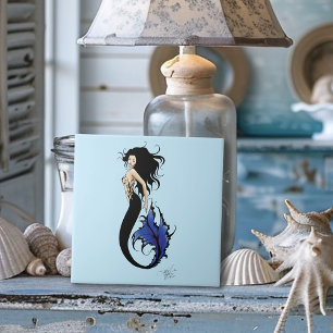 Blue Tribal Mermaid Ceramic Tile