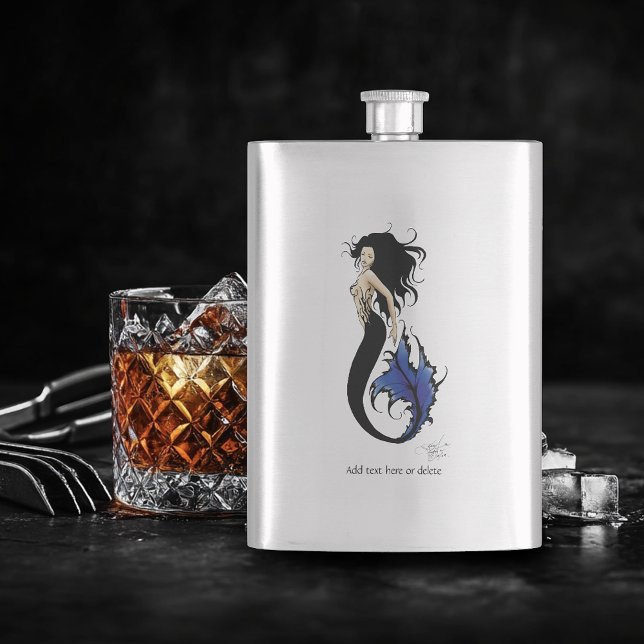 Blue Tribal Mermaid Hip Flask (Creator Uploaded)