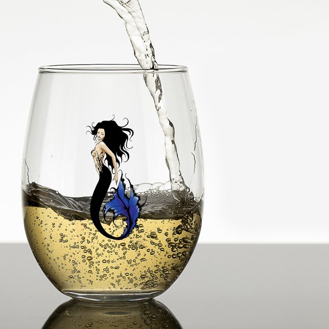 Blue Tribal Mermaid Stemless Wine Glass (Creator Uploaded)