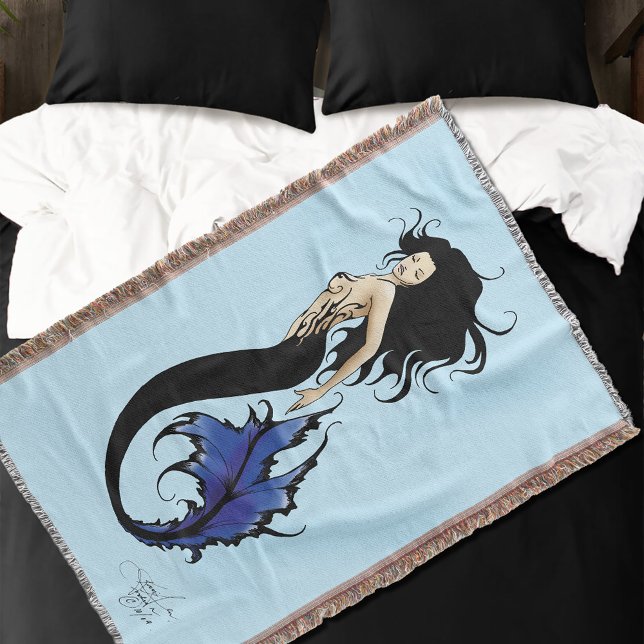 Blue Tribal Mermaid Throw Blanket (Creator Uploaded)