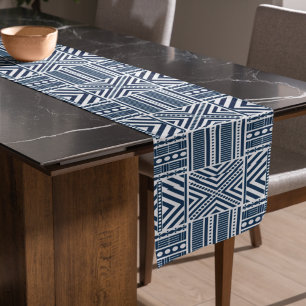 Blue Tribal Pattern Art Short Table Runner