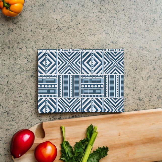 Blue Tribal Pattern Art Tea Towel (Kitchen Towel)
