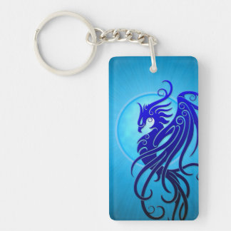 Blue Tribal Phoenix Key Ring