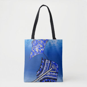 Blue Tribal Stingrays Tote Bag