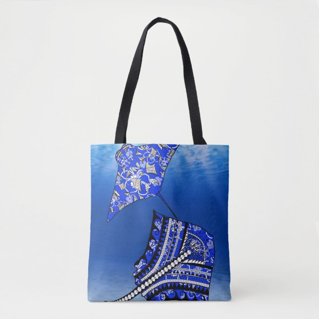 Blue Tribal Stingrays Tote Bag (Front)