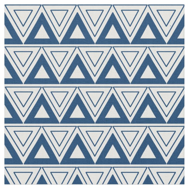 Blue Tribal Triangle Fabric by Stickelberry (Close Up)