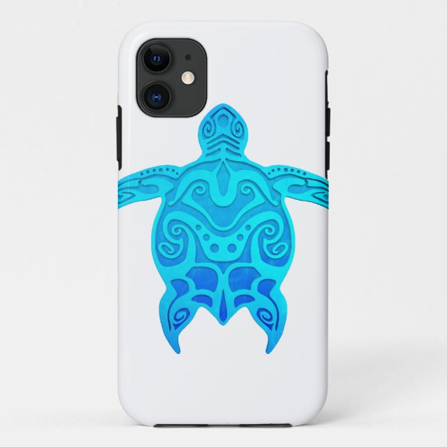 Blue Tribal Turtle Case-Mate iPhone Case (Back)