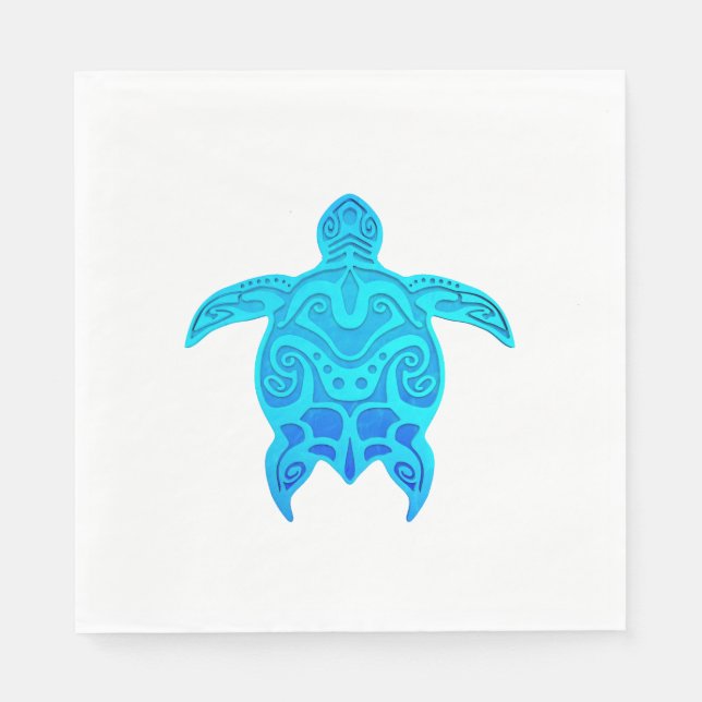 Blue Tribal Turtle Napkin (Front)