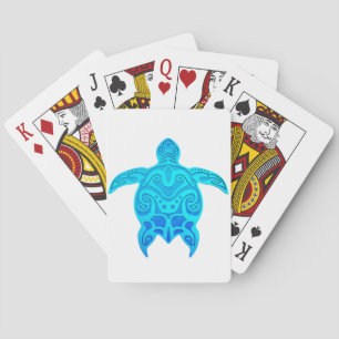 Blue Tribal Turtle Playing Cards