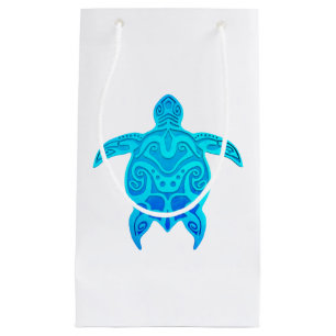 Blue Tribal Turtle Small Gift Bag