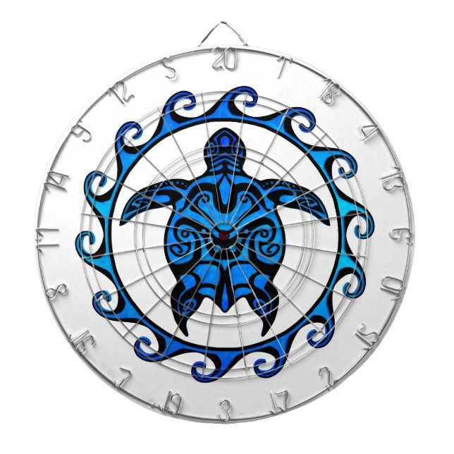 Blue Tribal Turtle Sun Dartboard (Front)