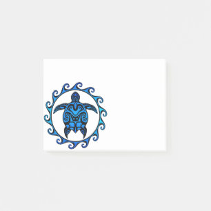 Blue Tribal Turtle Sun Post-it Notes