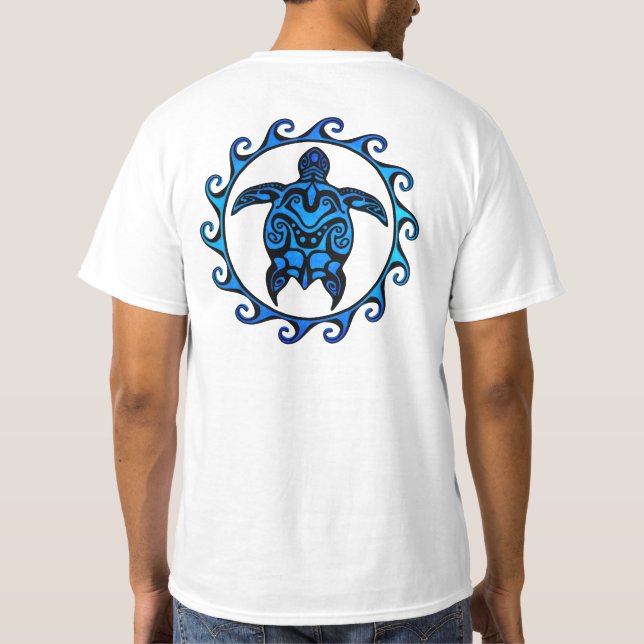 Blue Tribal Turtle Sun T-Shirt (Back)