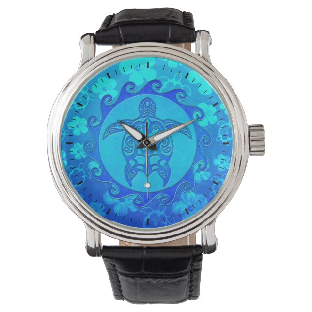 Blue Tribal Turtle Sun Watch (Front)