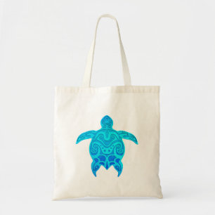 Blue Tribal Turtle Tote Bag
