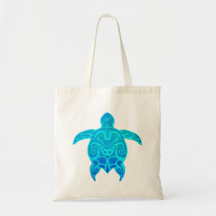 Blue Tribal Turtle Tote Bag