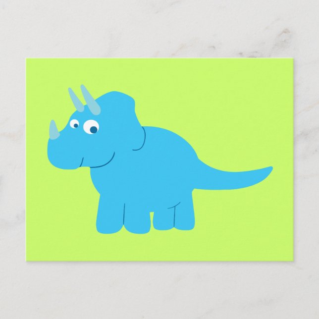 Blue Triceratops Dinosaur Postcard (Front)