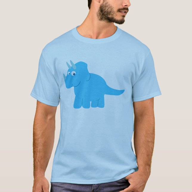 Blue Triceratops Dinosaur T-Shirt (Front)
