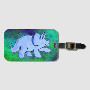 Blue Triceratops Luggage Tag