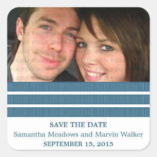 Blue Triple Stripe Save the Date Stickers