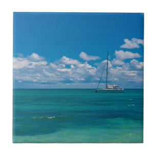 Blue Tropical Bay Seascape Ceramic Tile