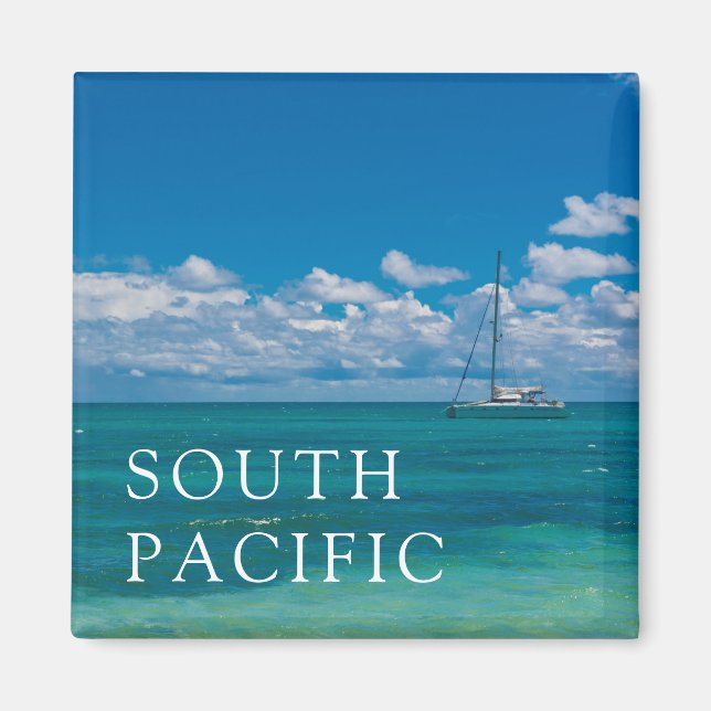 Blue Tropical Bay Seascape Magnet (Front)