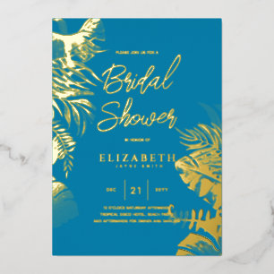 Blue Tropical Disco BRIDAL SHOWER Gold Leaves