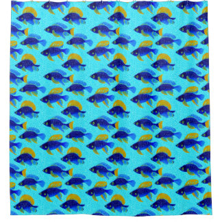 Blue Tropical Fish Shower Curtain