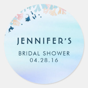 Blue Tropical Fish Under the Sea Bridal Shower Classic Round Sticker