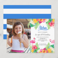 Blue | Tropical Flamingo Luau  Photo Birthday