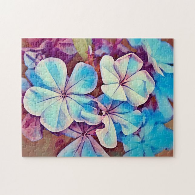 Blue Tropical Flowers Art Puzzle (Horizontal)