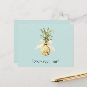 Blue Tropical Fruit Pinepple Bow   Postcard