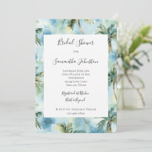 Blue Tropical Island Palm Trees Bridal Shower  Invitation