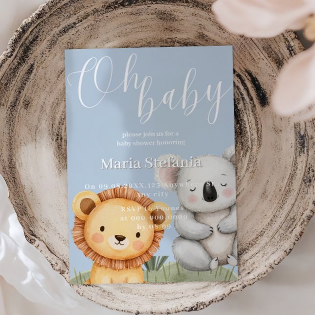 Blue Tropical Jungle Safari Baby Shower Animals  I Invitation (Creator Uploaded)