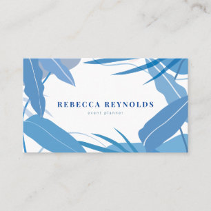 Blue Tropical Leaves Modern Business Card