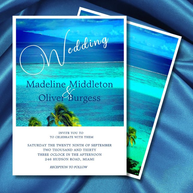 Blue Tropical  Ocean Destination Wedding Invitation (Creator Uploaded)