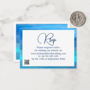 Blue Tropical  Ocean Destination Wedding RSVP Card
