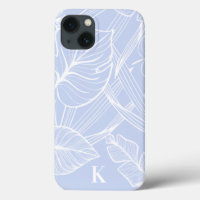Blue Tropical Palm Leaf Pattern