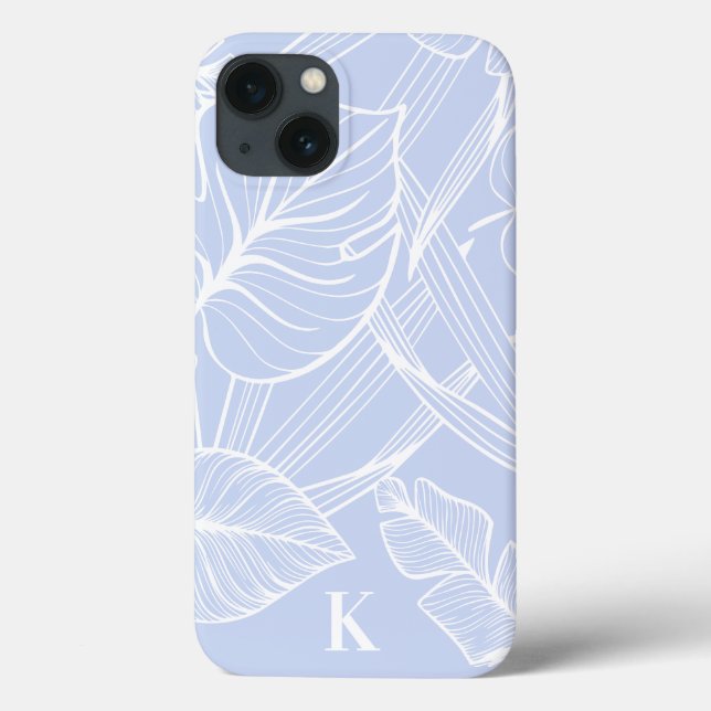 Blue Tropical Palm Leaf Pattern Case-Mate iPhone Case (Back)